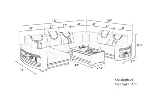 Luca Modern U Shape Sectional with LED Light