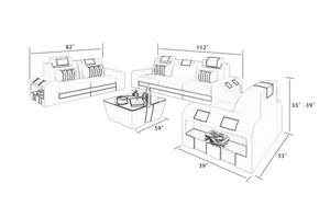 Cosmo Modern Leather Sofa Set with LED