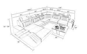 Cosmo Modern Leather Sectional with LED