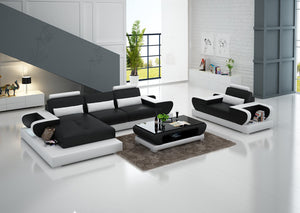 Mirak Mini Modern Leather Sectional with Chaise