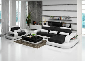 Nebula Mini Modern Leather Sectional with Chaise