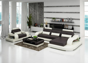 Nebula Mini Modern Leather Sectional with Chaise