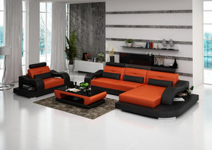 Nebula Mini Modern Leather Sectional with Chaise