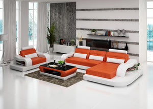 Nebula Mini Modern Leather Sectional with Chaise