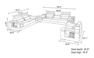 Talos Modern Leather Sofa Set