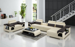 Talos Small Modern Leather Sectional with Armrest Chair