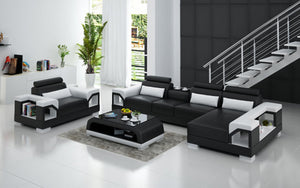 Talos Small Modern Leather Sectional with Armrest Chair