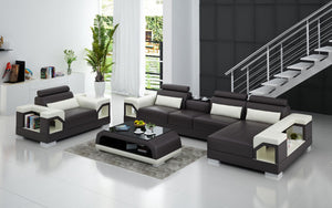 Talos Small Modern Leather Sectional with Armrest Chair