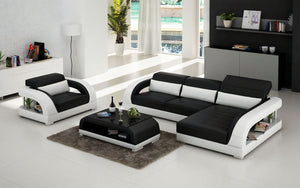 Monte Mini Modern Leather Sectional with Chaise