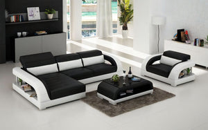 Monte Mini Modern Leather Sectional with Chaise