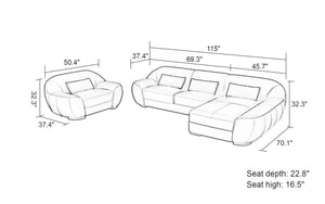 Semira Mini Modern Leather Sectional with Chaise