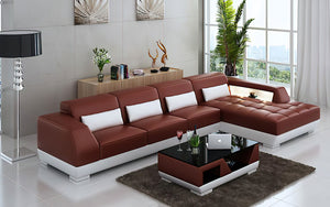 Amanda Small Modern Leather Sectional with Tufted Chaise