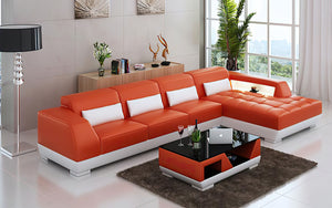 Amanda Small Modern Leather Sectional with Tufted Chaise