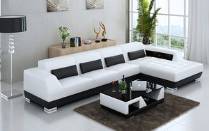 Amanda Small Modern Leather Sectional with Tufted Chaise