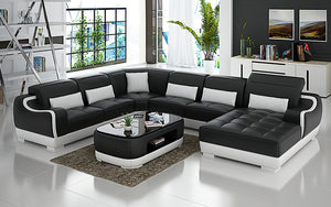 Amir Modern Leather Sectional with Tufted Chaise