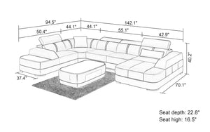 Grimdale Modern U-Shape Leather Sectional