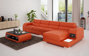 Poris Small Modern Leather Sectional