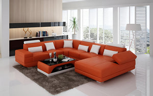 Gileanas Modern U-Shape Leather Sectional