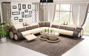 Aetius XL Modern Leather Sectional with Recliner