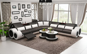 Aetius XL Modern Leather Sectional with Recliner