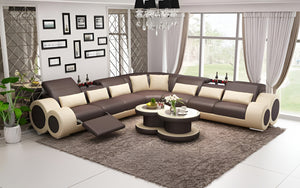 Aetius XL Modern Leather Sectional with Recliner