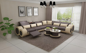 Aetius Modern Leather Sectional with Recliner