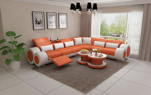 Aetius Modern Leather Sectional with Recliner