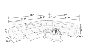 Aetius Modern Leather Sectional with Recliner