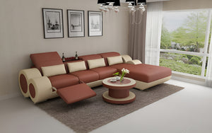 Aetius Mini Modern Leather Sectional with Recliner