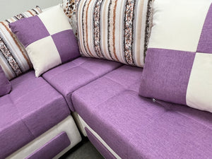 Selena Purple & White Modular Tufted Sectional