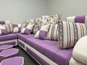 Selena Purple & White Modular Tufted Sectional