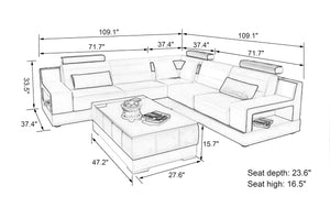 Hybra Modern Leather Sectional