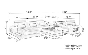 Ulubray Modern U-Shape Leather Sectional