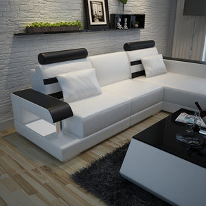 Norba Mini Modern Leather Sectional with Chaise