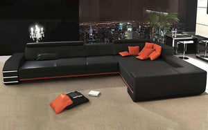 Hober Leather Sectional with Chaise