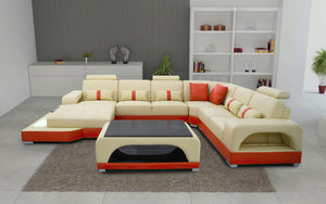 Mequon Large Leather Sectional with LED Lights