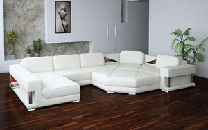 Stoughton Leather Sectional with Ottoman