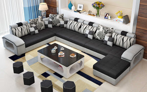 Selena Black & Light Grey Modular Tufted Sectional