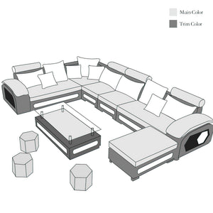 Selena Beige & White Modular Tufted Sectional