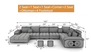 Selena Beige & White Modular Tufted Sectional