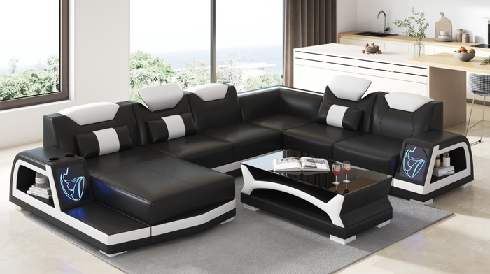 Vincenzo Futuristic Modern Sectional With Illuminating LED