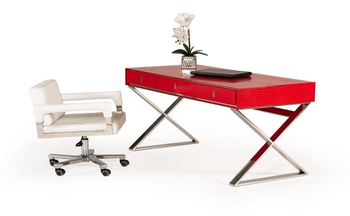 County Transitional Red Crocodile Desk