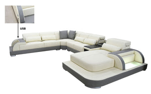 Molinaro Leather Sectional with Adjustable Headrest