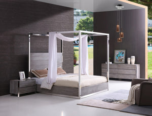 Adele Modern Grey & Stainless Steel Bedroom Set