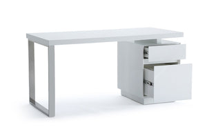 Ceero Modern White & Stainless Steel Desk