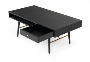 Chieti Modern Black Oak & Gold Coffee Table