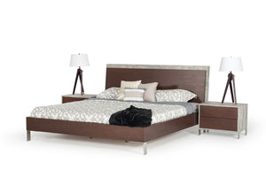 Nova Domus Redmond Modern Dark Walnut & Faux Concrete Bed