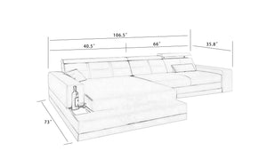 Carsa Mini Modern Leather Sectional with Chaise