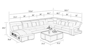 Lisa Modern U Shape Leather Sectional