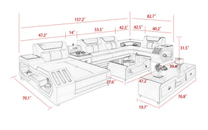 Bonded Leather Omont Modern Leather Sectional with Console